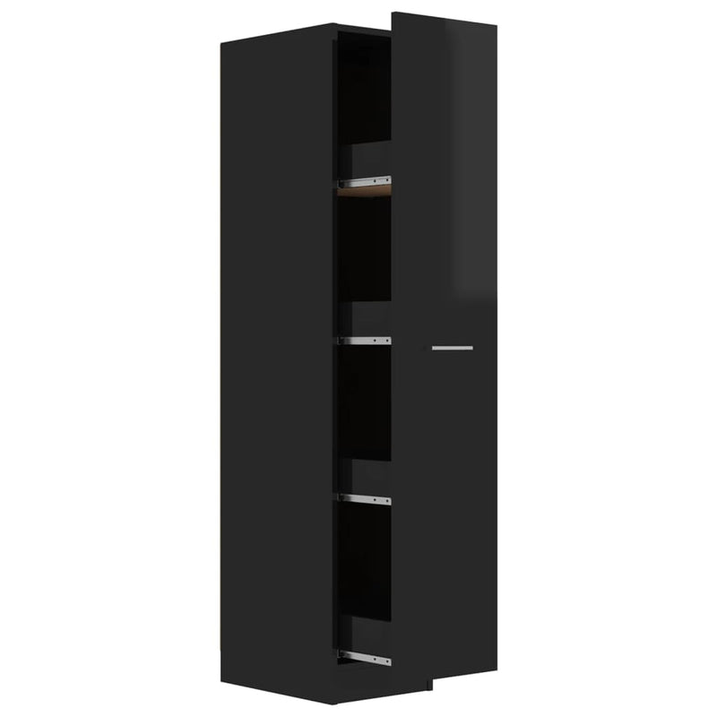Dealsmate  Apothecary Cabinet High Gloss Black 30x42.5x150 cm Engineered Wood