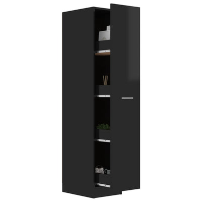Dealsmate  Apothecary Cabinet High Gloss Black 30x42.5x150 cm Engineered Wood