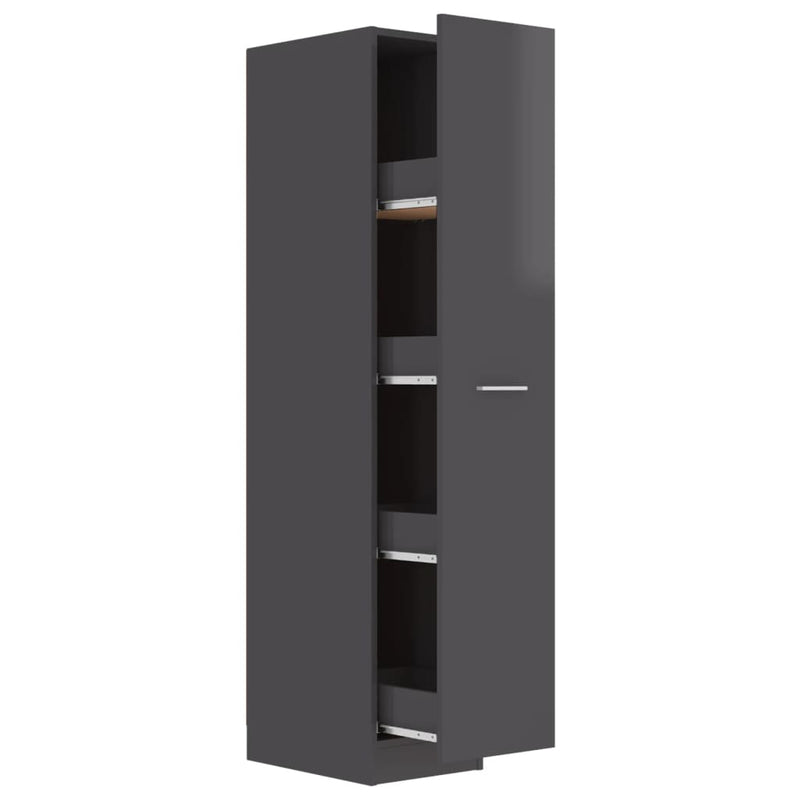 Dealsmate  Apothecary Cabinet High Gloss Grey 30x42.5x150 cm Chipboard