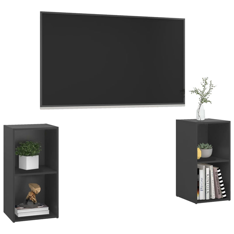 Dealsmate  TV Cabinets 2 pcs Grey 72x35x36.5 cm Engineered Wood