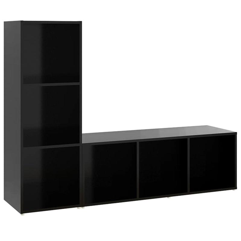 Dealsmate  TV Cabinets 2 pcs Black 107x35x37 cm Engineered Wood