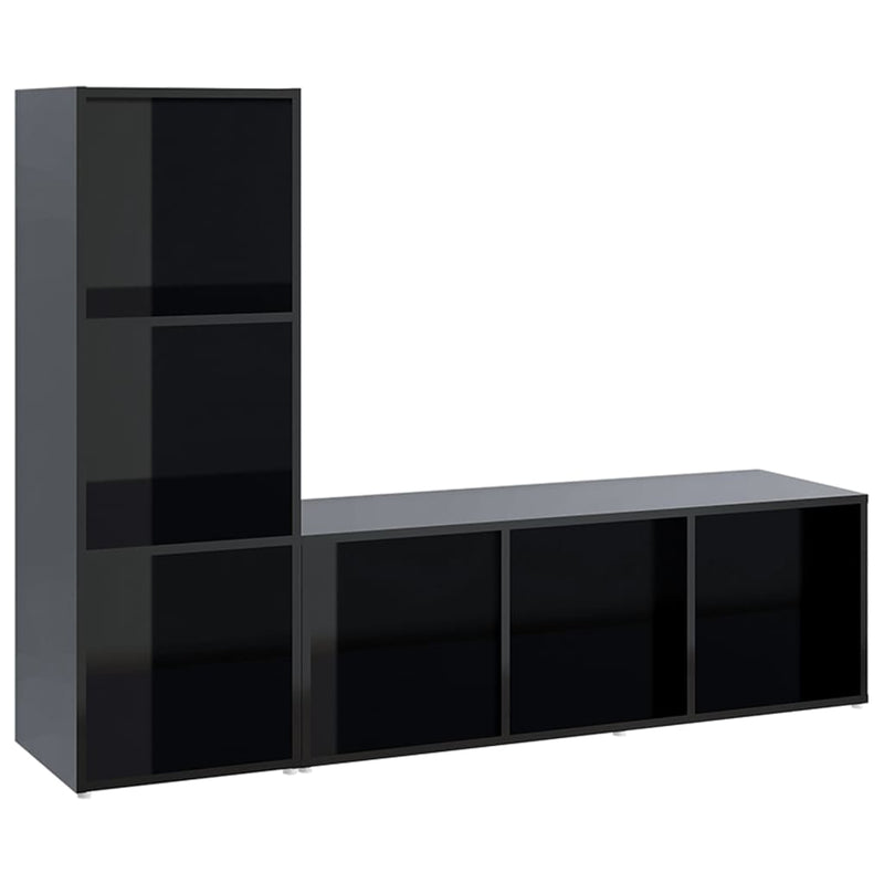 Dealsmate  TV Cabinets 2 pcs High Gloss Black 107x35x37 cm Chipboard