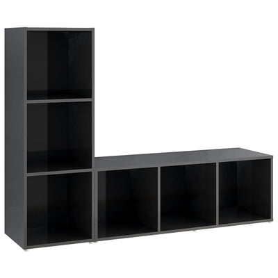 Dealsmate  TV Cabinets 2 pcs High Gloss Grey 107x35x37 cm Engineered Wood
