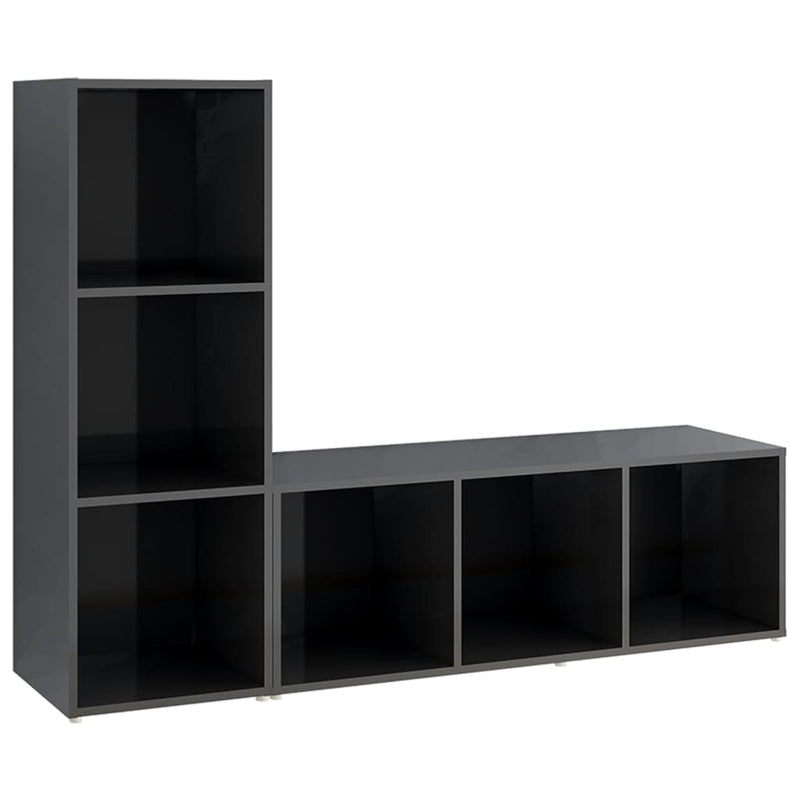Dealsmate  TV Cabinets 2 pcs High Gloss Grey 107x35x37 cm Engineered Wood