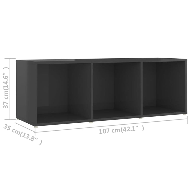 Dealsmate  TV Cabinets 2 pcs High Gloss Grey 107x35x37 cm Engineered Wood