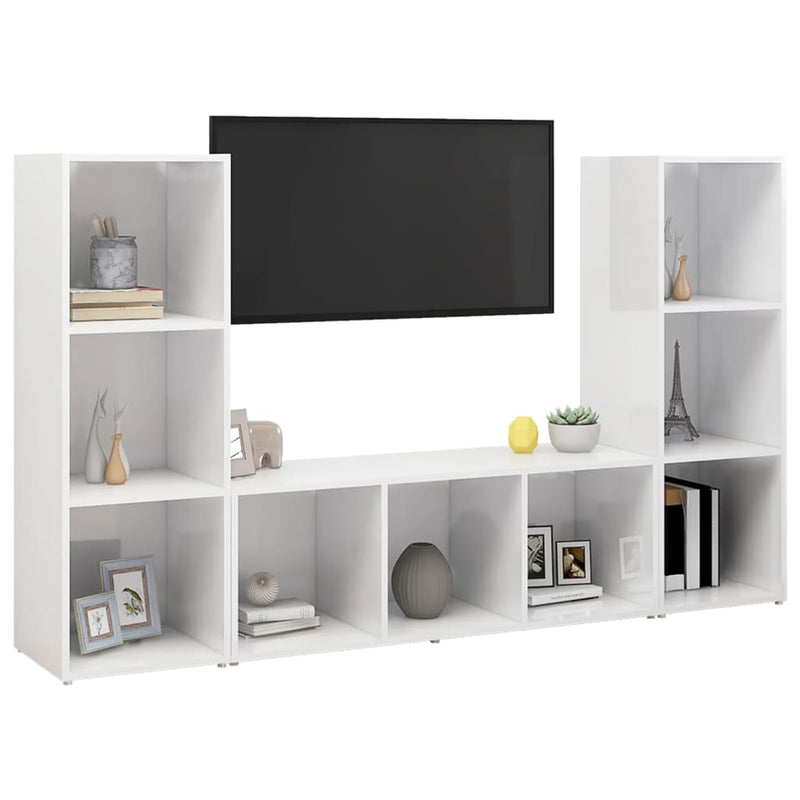 Dealsmate  TV Cabinets 3 pcs White 107x35x37 cm Chipboard