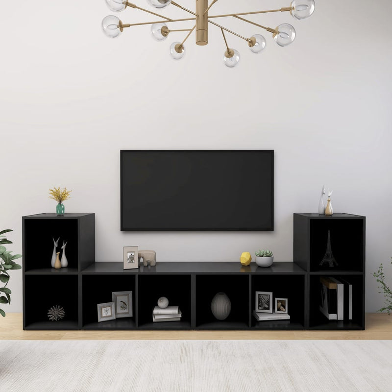 Dealsmate  TV Cabinets 4 pcs Black 72x35x36.5 cm Chipboard