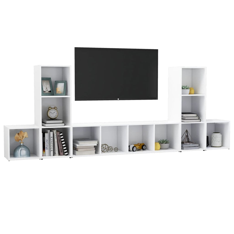 Dealsmate  5 Piece TV Cabinet Set White Engineered Wood