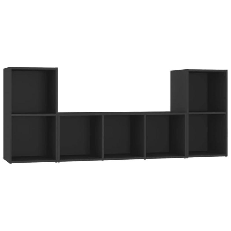 Dealsmate  3 Piece TV Cabinet Set Black Engineered Wood