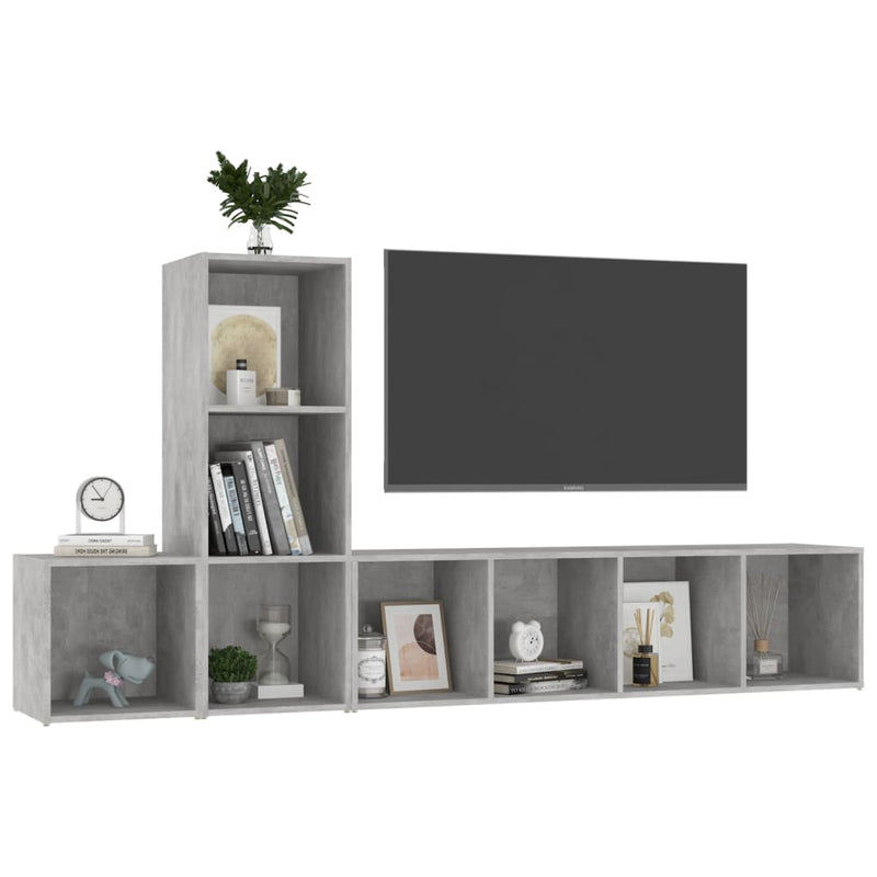 Dealsmate  3 Piece TV Cabinet Set Concrete Grey Engineered Wood
