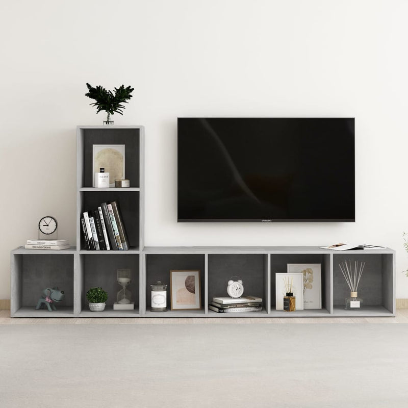 Dealsmate  3 Piece TV Cabinet Set Concrete Grey Engineered Wood