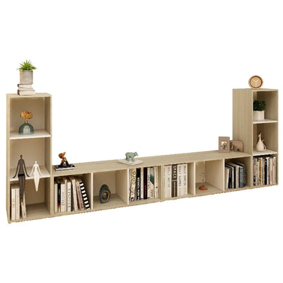 Dealsmate  TV Cabinets 4 pcs White and Sonoma Oak 107x35x37 cm Engineered Wood