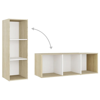 Dealsmate  TV Cabinets 4 pcs White and Sonoma Oak 107x35x37 cm Engineered Wood