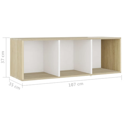 Dealsmate  TV Cabinets 4 pcs White and Sonoma Oak 107x35x37 cm Engineered Wood