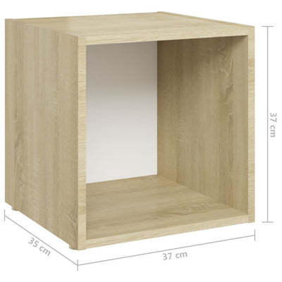 Dealsmate  8 Piece TV Cabinet Set White and Sonoma Oak Engineered Wood
