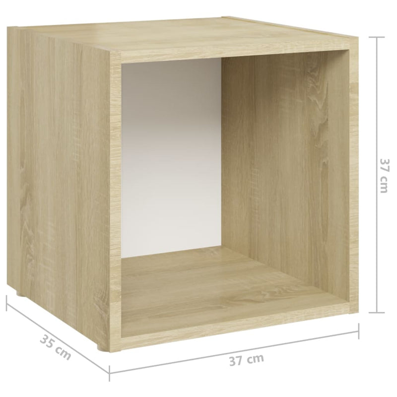 Dealsmate  8 Piece TV Cabinet Set White and Sonoma Oak Engineered Wood