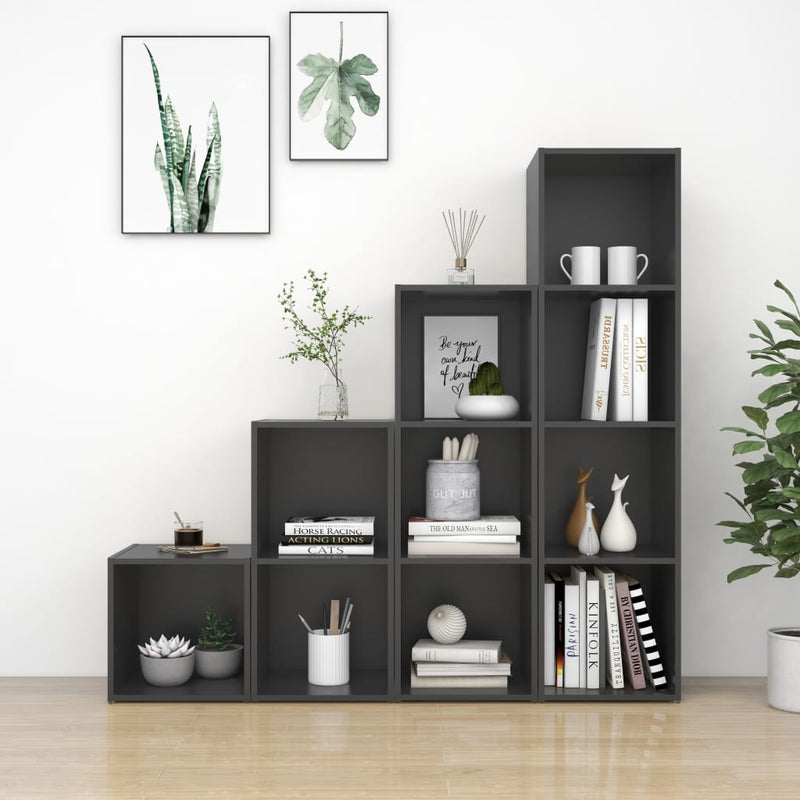 Dealsmate  4 Piece TV Cabinet Set Grey Chipboard
