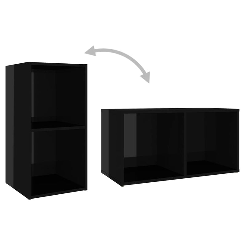 Dealsmate  4 Piece TV Cabinet Set High Gloss Black Chipboard