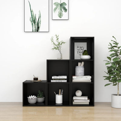 Dealsmate  3 Piece TV Cabinet Set Black Engineered Wood