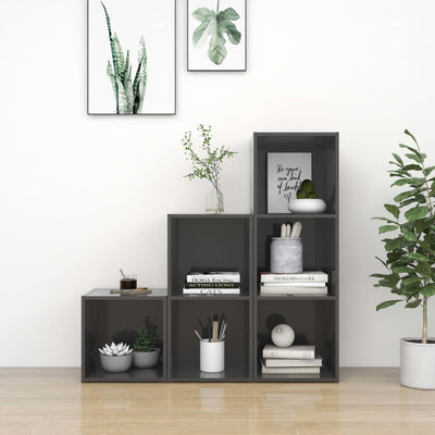 Dealsmate  3 Piece TV Cabinet Set High Gloss Grey Engineered Wood
