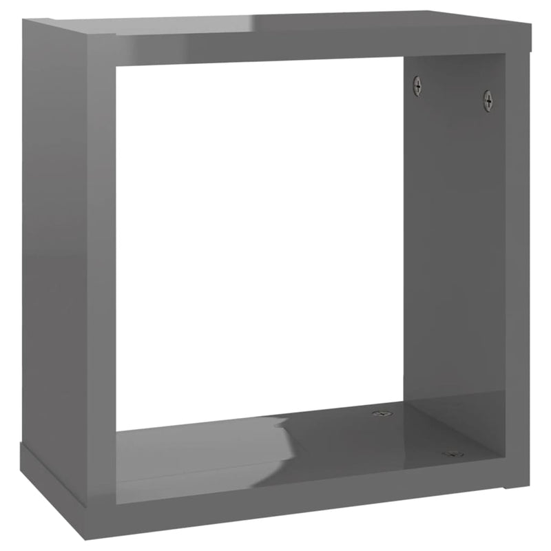 Dealsmate  Wall Cube Shelves 6 pcs High Gloss Grey 30x15x30 cm