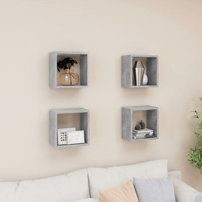 Dealsmate  Wall Cube Shelves 4 pcs Concrete Grey 26x15x26 cm