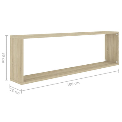Dealsmate  Wall Cube Shelves 6 pcs Sonoma Oak 100x15x30 cm Engineered Wood