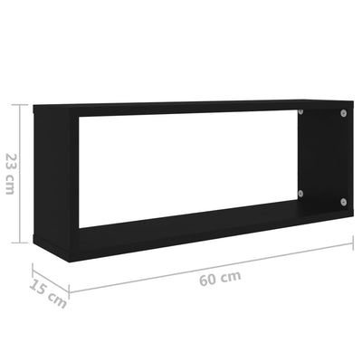 Dealsmate  Wall Cube Shelves 6 pcs Black 60x15x23 cm Engineered Wood