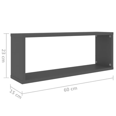 Dealsmate  Wall Cube Shelves 6 pcs Grey 60x15x23 cm Engineered Wood