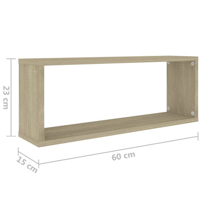 Dealsmate  Wall Cube Shelves 2 pcs Sonoma Oak 60x15x23 cm Engineered Wood