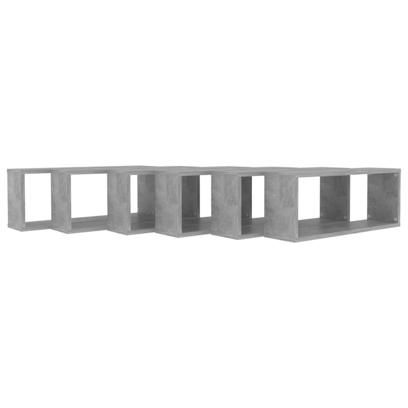 Dealsmate  Wall Cube Shelves 6 pcs Concrete Grey 60x15x23 cm Engineered Wood
