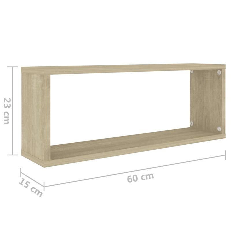 Dealsmate  Wall Cube Shelves 6 pcs White and Sonoma Oak 60x15x23 cm Engineered Wood