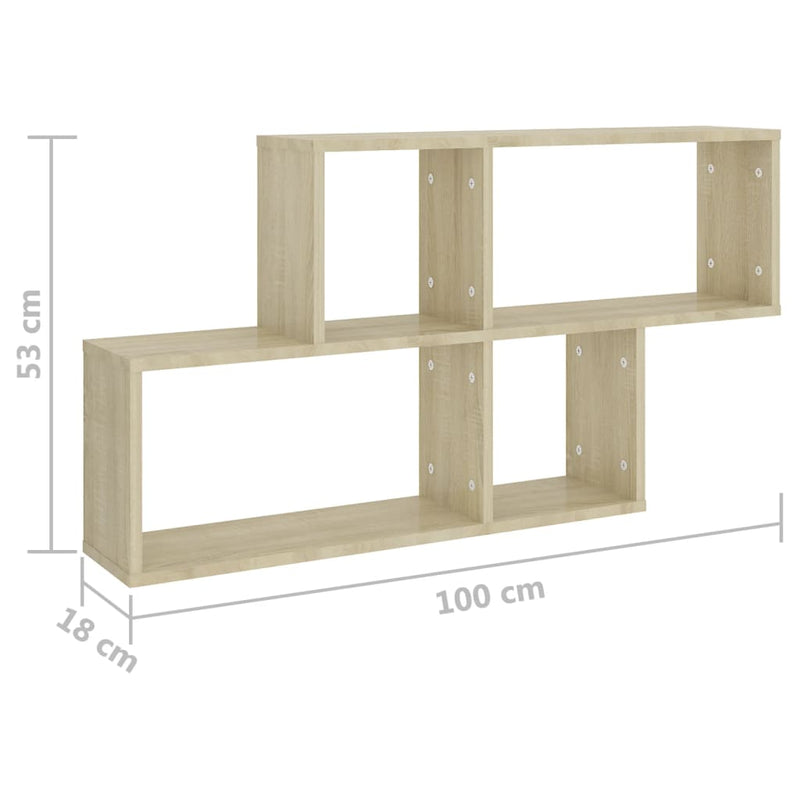 Dealsmate  Wall Shelf Sonoma Oak 100x18x53 cm Engineered Wood