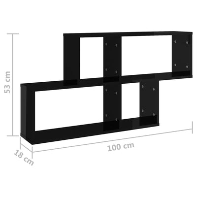 Dealsmate  Wall Shelf High Gloss Black 100x18x53 cm Engineered Wood