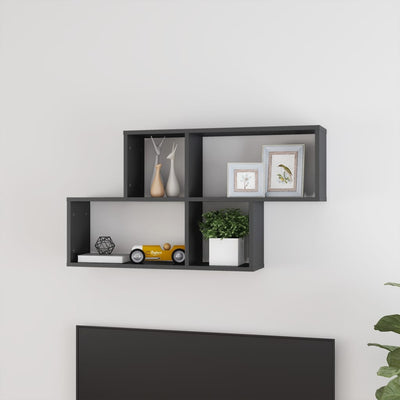 Dealsmate  Wall Shelf High Gloss Grey 100x18x53 cm Engineered Wood
