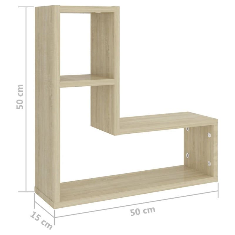 Dealsmate  Wall Shelves 2 pcs Sonoma Oak 50x15x50 cm Engineered Wood