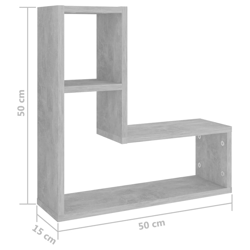 Dealsmate  Wall Shelves 2 pcs Concrete Grey 50x15x50 cm Engineered Wood