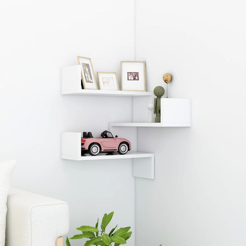 Dealsmate  Wall Corner Shelf White 40x40x50 cm Engineered Wood