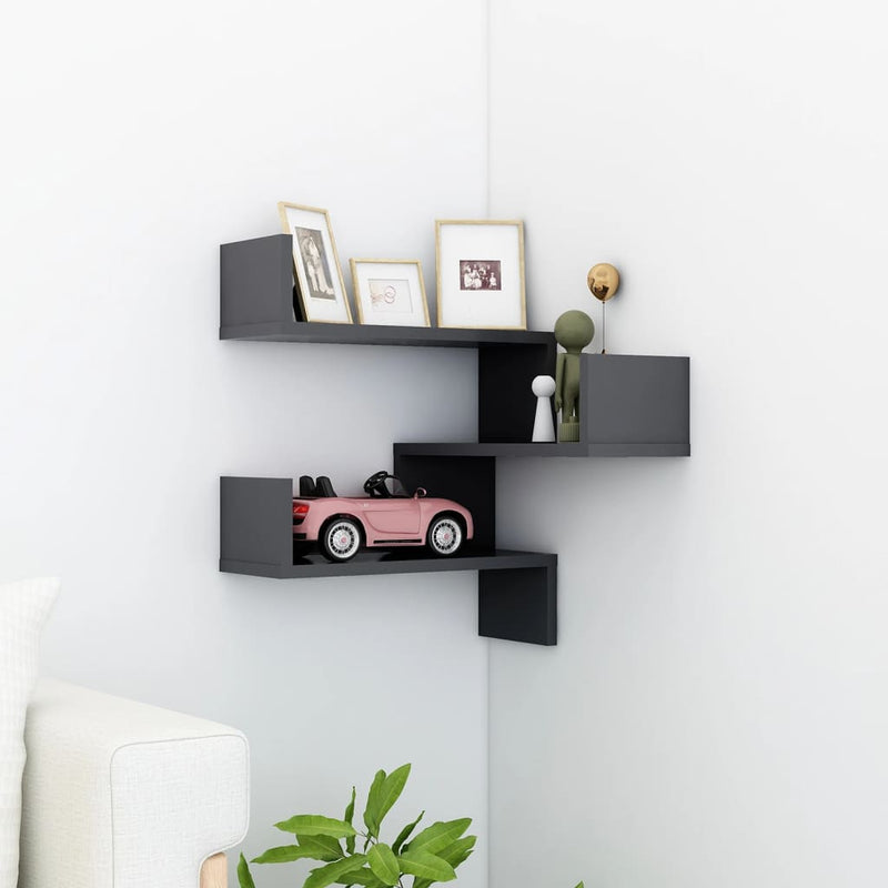 Dealsmate  Wall Corner Shelf Grey 40x40x50 cm Engineered Wood