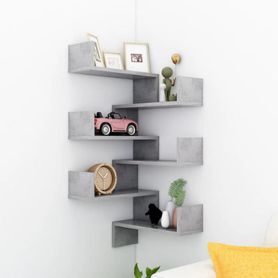 Dealsmate  Wall Corner Shelves 2 pcs Concrete Grey 40x40x50 cm Engineered Wood