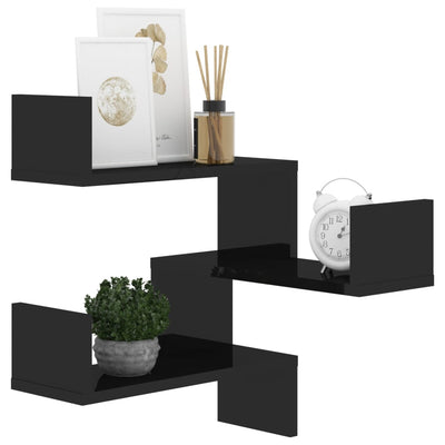 Dealsmate  Wall Corner Shelf High Gloss Black 40x40x50 cm Engineered Wood