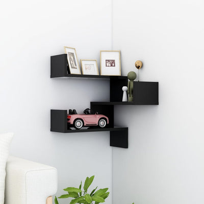 Dealsmate  Wall Corner Shelf High Gloss Black 40x40x50 cm Engineered Wood