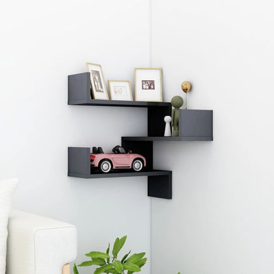 Dealsmate  Wall Corner Shelf High Gloss Grey 40x40x50 cm Engineered Wood