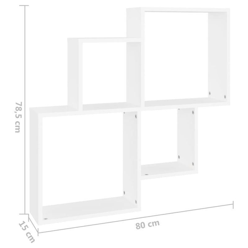Dealsmate  Wall Cube Shelf White 80x15x78.5 cm Engineered Wood