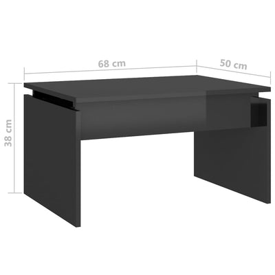 Dealsmate  Coffee Table High Gloss Grey 68x50x38 cm Engineered Wood