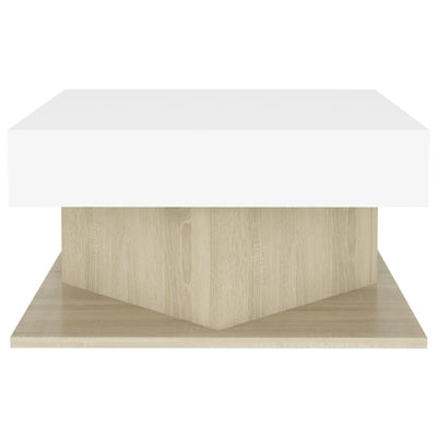 Dealsmate  Coffee Table White and Sonoma Oak 57x57x30 cm Engineered Wood