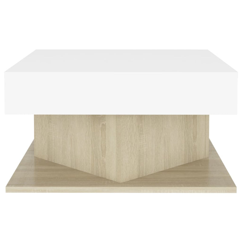 Dealsmate  Coffee Table White and Sonoma Oak 57x57x30 cm Engineered Wood