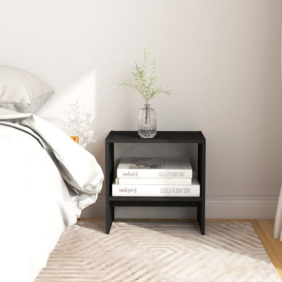 Dealsmate  Bedside Cabinet Black 40x30.5x40 cm Solid Pinewood
