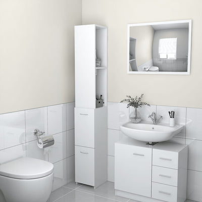 Dealsmate  Bathroom Cabinet White 25x26.5x170 cm Engineered Wood