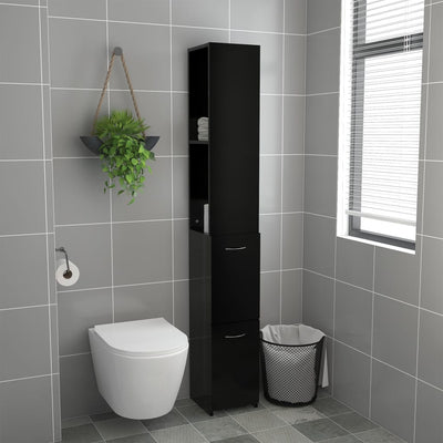 Dealsmate  Bathroom Cabinet Black 25x25x170 cm Chipboard